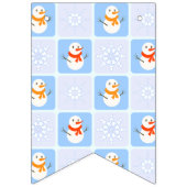 冬のパタ市松模様にン雪だるまと雪の結晶 バンティングフラッグ (第1の旗)