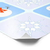 冬のパタ市松模様にン雪だるまと雪の結晶 フォトプリント            (角)