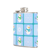 冬のパタ市松模様にン雪だるまと雪の結晶 フラスク (左)