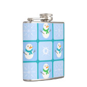 冬のパタ市松模様にン雪だるまと雪の結晶 フラスク (右)