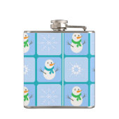 冬のパタ市松模様にン雪だるまと雪の結晶 フラスク (裏面)