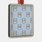 冬のパタ市松模様にン雪だるまと雪の結晶 メタルオーナメント (右)