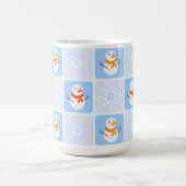 冬のパタ市松模様にン雪だるまと雪の結晶 モーフィングマグカップ (中央)