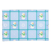 冬のパタ市松模様にン雪だるまと雪の結晶 枕カバー (正面右)