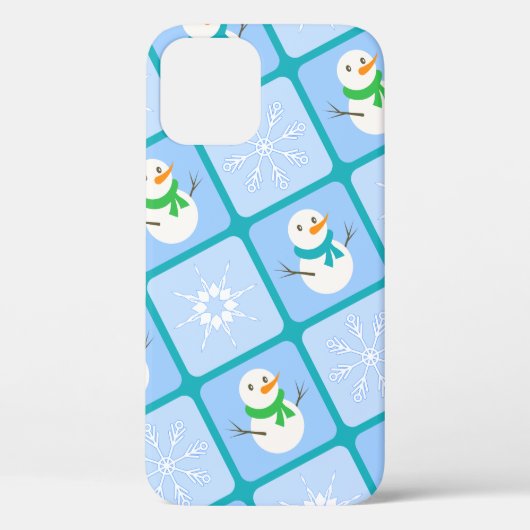 冬のパタ市松模様にン雪だるまと雪の結晶 Case-Mate iPhoneケース (裏面)