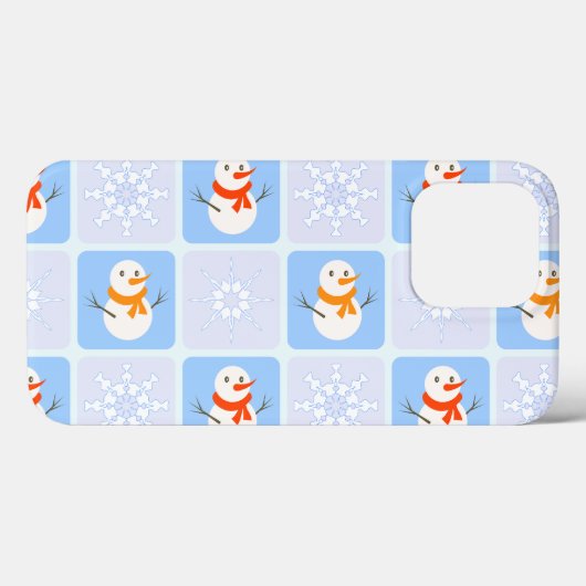 冬のパタ市松模様にン雪だるまと雪の結晶 Case-Mate iPhoneケース (裏面 (横))