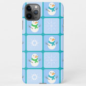 冬のパタ市松模様にン雪だるまと雪の結晶 iPhoneケース (裏面)