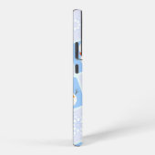 冬のパタ市松模様にン雪だるまと雪の結晶 SAMSUNG GALAXYケース (右側面)