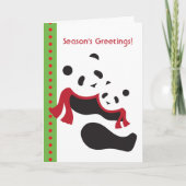冬のパンダくまの折られた休日のクリスマスカード シーズンカード (正面)