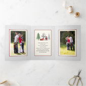 冬のパンダと木のクリスマスフォト数々のー 三つ折りクリスマスカード (内部)