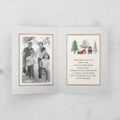 冬のパンダと木クリスマスの写真を折り畳んだ シーズンカード (内部)