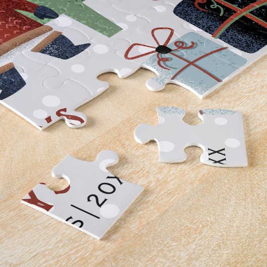 冬のパンダと木ハッピーホリデークリスマス ジグソーパズル (側面)