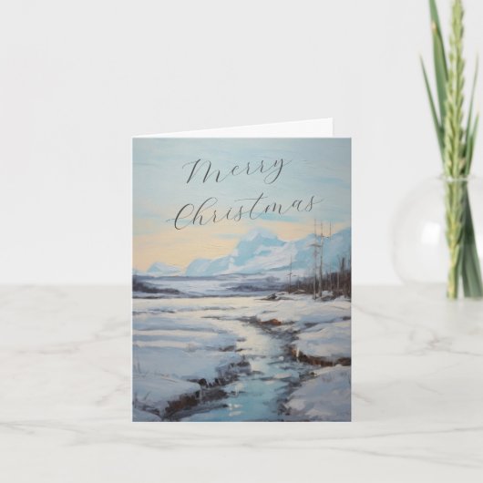 冬のパーソナライズされたクリスマスシーンファミリーレター シーズンカード (正面)