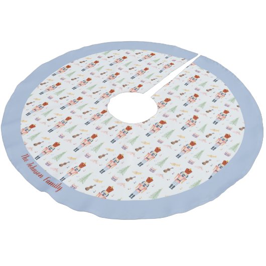 冬のパーソナライズされたブルーナツクラッカーバレエ音楽 ブラッシュドポリエステルツリースカート (アングル)