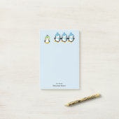 冬のパーソナライズされた服を着たペンギン ポストイット (デスク上)