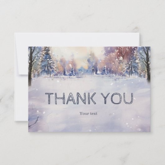冬のパーソナライズされた赤ちゃんシャワーありがとう サンキューカード (正面)