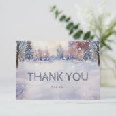 冬のパーソナライズされた赤ちゃんシャワーありがとう サンキューカード (スタンド正面)