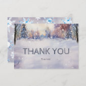 冬のパーソナライズされた赤ちゃんシャワーありがとう サンキューカード (正面/裏面)