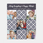 冬のパーソナライズされた青いグレープレイド写真コラージュ フリースブランケット (正面)