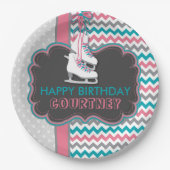 冬のパーソナライズなアイススケートの誕生会 ペーパープレート (正面)