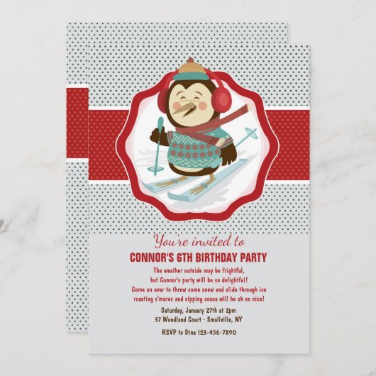 冬のパーティの招待状 招待状 (正面/裏面)