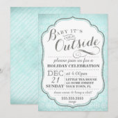 冬のパーティーに誘う 雪の結晶と輝き 招待状 (正面/裏面)