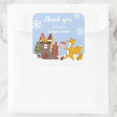 冬のパーティークリスマスキツネ野生動物の贈り物 スクエアシール (バッグ)