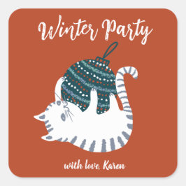 冬のパーティークリスマストイキャットギフト スクエアシール