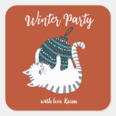 冬のパーティークリスマストイキャットギフト スクエアシール (正面)