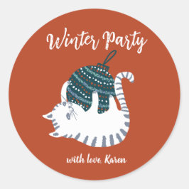 冬のパーティークリスマストイキャットギフト ラウンドシール