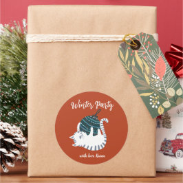 冬のパーティークリスマストイキャットギフト ラウンドシール