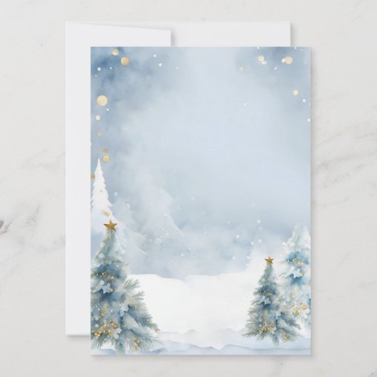 冬のパーティーペンギンブルークリスマス3回目の誕生日 招待状 (裏面)