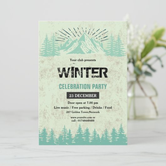 冬のパーティー招待状 招待状 (スタンド正面)