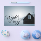 冬のパーティー：客室で雪が降っている チラシ (シングル)