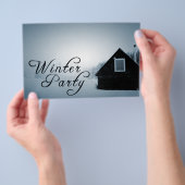 冬のパーティー：客室で雪が降っている チラシ (ハンドル)