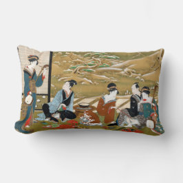 冬のパーティー：歌川豊春木版日本 ランバークッション