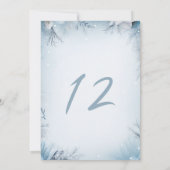 冬のパーティー、雪の多い氷のテーブルの番号記号 招待状 (裏面)