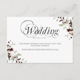 冬のヒイラギの実の結婚式ウェブサイト同梱カード エンクロージャーカード
