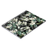 冬のヒイラギの枝の緑のパターンの水色 ノートブック (左側)