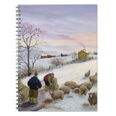 冬のヒツジを食べ物を与えること ノートブック (正面)