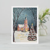 冬のビクトリアンシーンの非フォトクリスマス 箔シーズンカード (立ち正面)