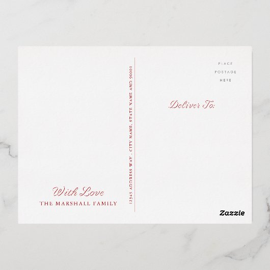 冬のビクトリアンシーンの非フォトクリスマス 箔シーズンポストカード (裏面)