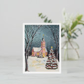 冬のビクトリアンシーンの非フォトクリスマス 箔シーズンポストカード (立ち正面)