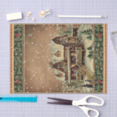 冬のビクトリアンシーンティッシュペーパー 薄葉紙 (クラフト)