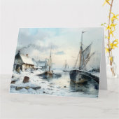 冬のビクトリアン平和：クリスマスの挨拶 カード (黄色い花)