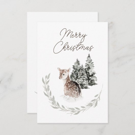 冬のビジネスのクリスマスに子犬 エンクロージャーカード (正面/裏面)