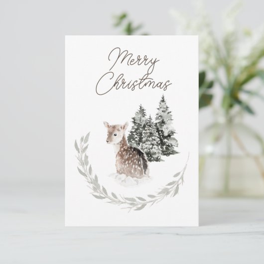 冬のビジネスのクリスマスに子犬 エンクロージャーカード (スタンド正面)