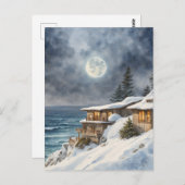 冬のビッグスル上空のムーンライズ ポストカード (正面/裏面)
