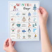 冬のビンゴカード 印刷して遊べる子供向けの冬のゲーム チラシ (手)