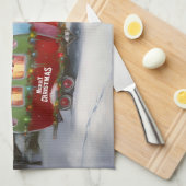 冬のビーグルキャラバンクリスマスアドベンチャー キッチンタオル (四つ折り)